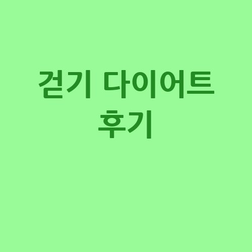 걷기 다이어트 후기: 변화의 시작