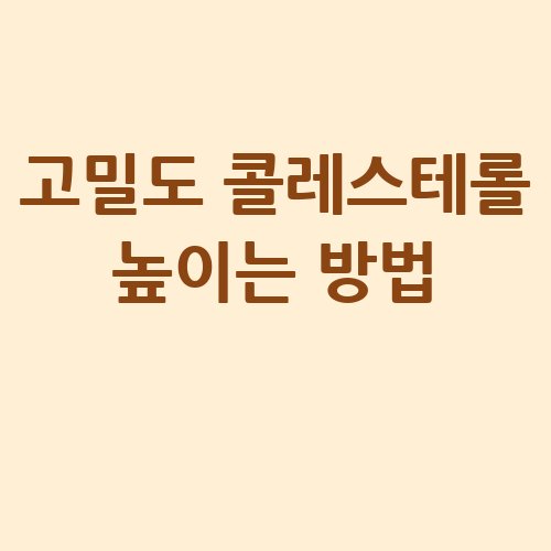 고밀도 콜레스테롤 높이는 법