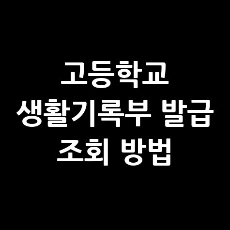 고등학교 생활기록부 발급 조회 방법