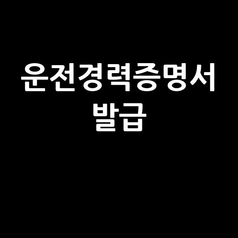 운전경력증명서 발급 방법 및 인터넷 발급