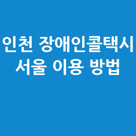 인천 장애인콜택시 서울 이용 방법 및 예약 팁