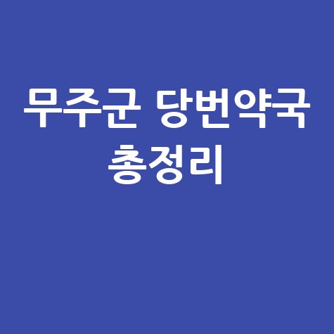 무주군 당번약국: 일요일·공휴일·토요일 문 여는 곳 총정리