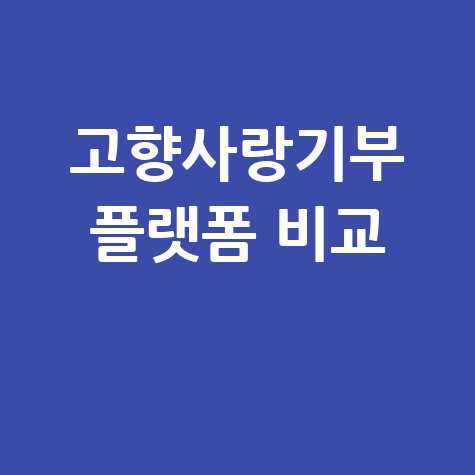 고향사랑기부제 플랫폼 비교 및 활용 안내