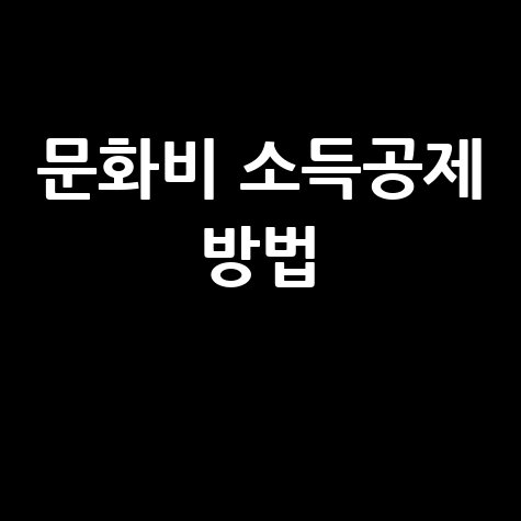 문화비 소득공제 신청 방법 총정리