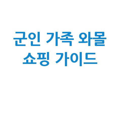 군인 가족 와몰 쇼핑 가이드