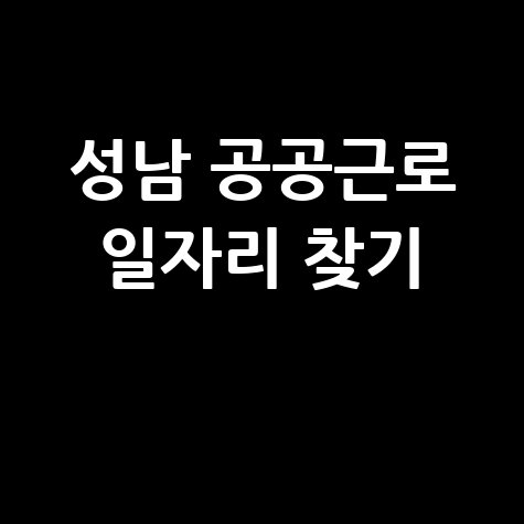 성남시청 공공근로 신청 노인 중장년 일자리 구인구직 방법