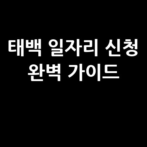 태백시청 공공근로 신청방법 및 노인 일자리 구하기