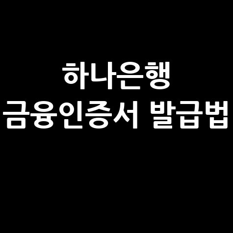 하나은행 금융인증서 발급 및 사용법