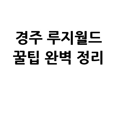 경주 루지월드 꿀팁 총정리, 방문 전 필수 체크리스트
