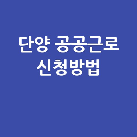 단양군청 공공근로 사이트 신청방법 노인중장년일자리