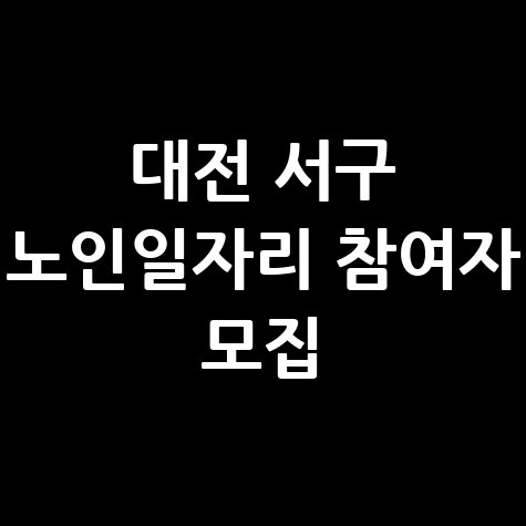 대전 서구 노인일자리 및 사회활동 지원사업 모집 안내