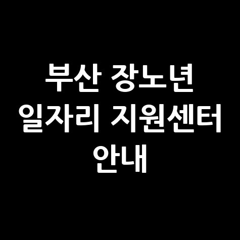 부산광역시 장노년일자리지원센터 바로가기 및 하는 일 안내